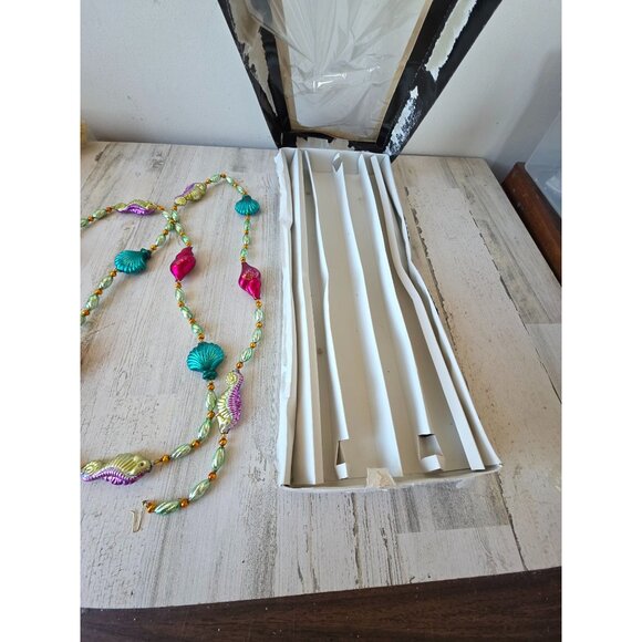 Radko seafoam seahorse shell Garland vintage Xmas glass RARE glitter 72" - Picture 7 of 7